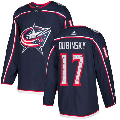 Adidas Blue Jackets #17 Brandon Dubinsky Navy Blue Home Authentic Stitched Youth NHL Jersey